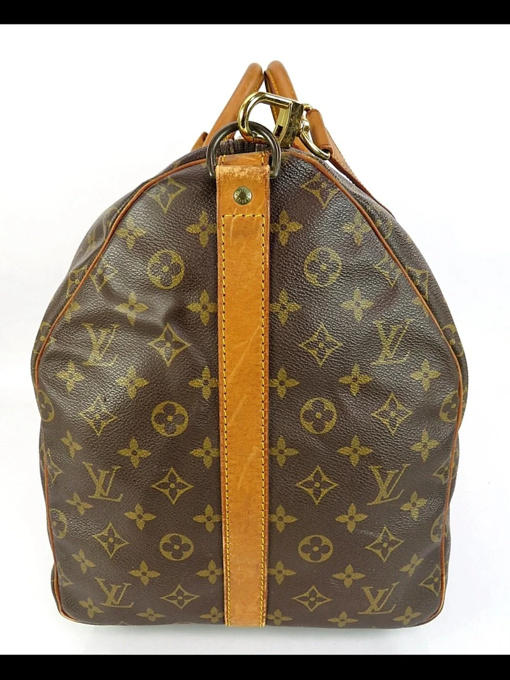 Louis Vuitton Brown Monogram Canvas Duffel with Tan Leather Trim